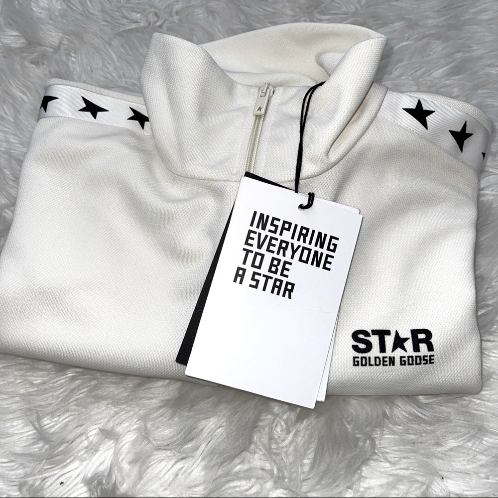 Golden Goose Star Logo Track Jacket Unisex Papyrus/Black Size Large